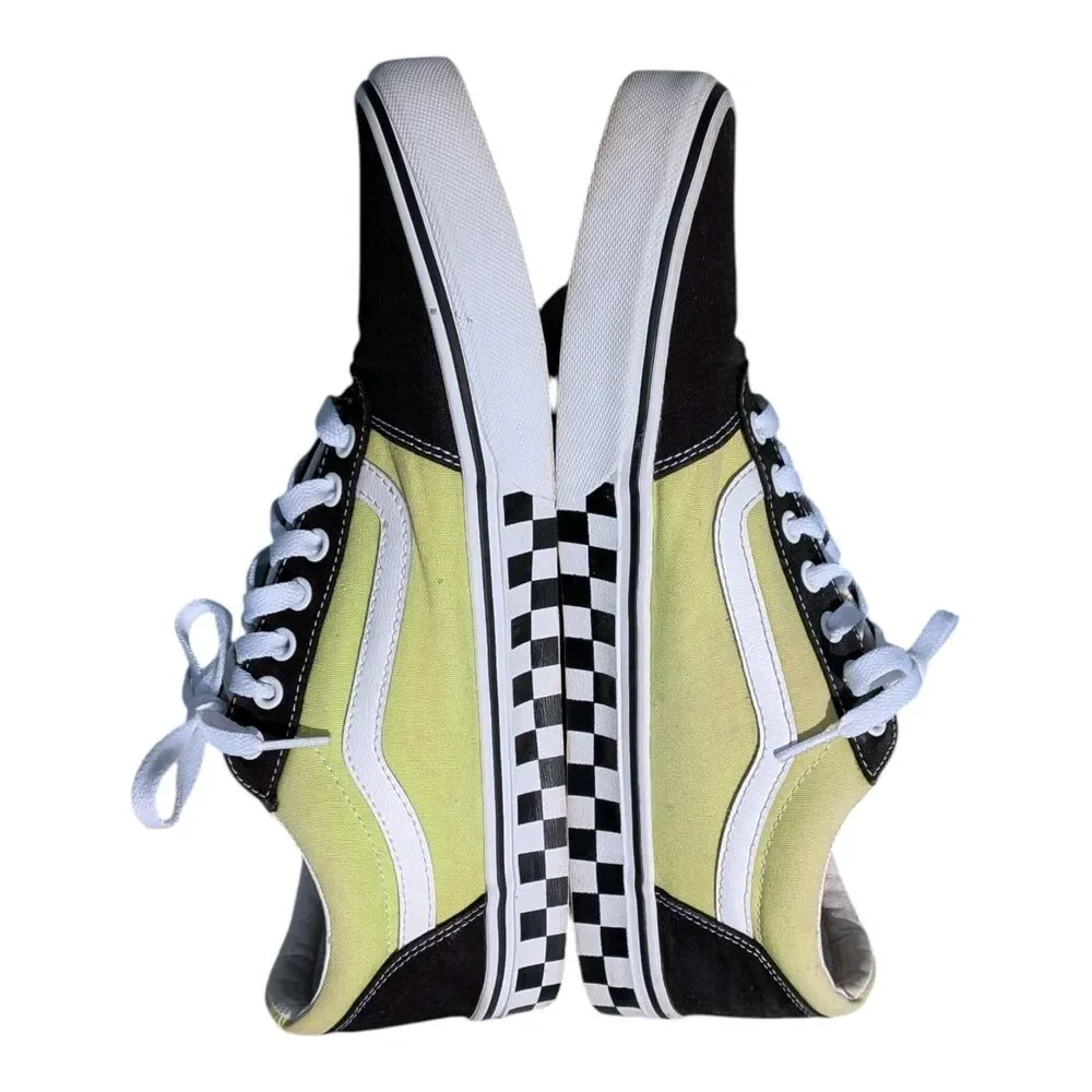 Vans Ward Skate Shoes Lime Green Black Checkerboard Midsole Low Top Men's 12